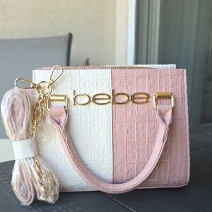 Bebe Two-Tone Pink and Cream Mini Bag